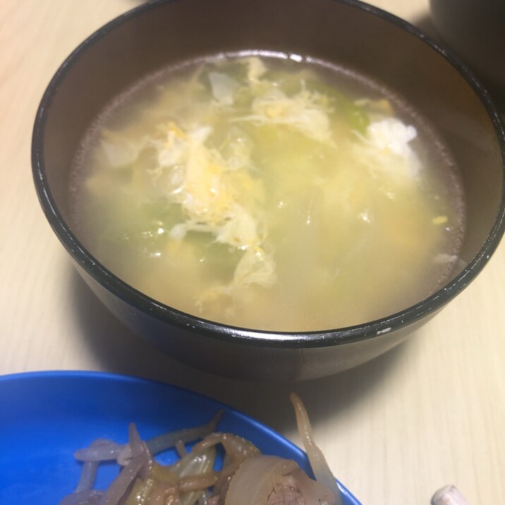 シャンタンでレタスと卵のスープ♪